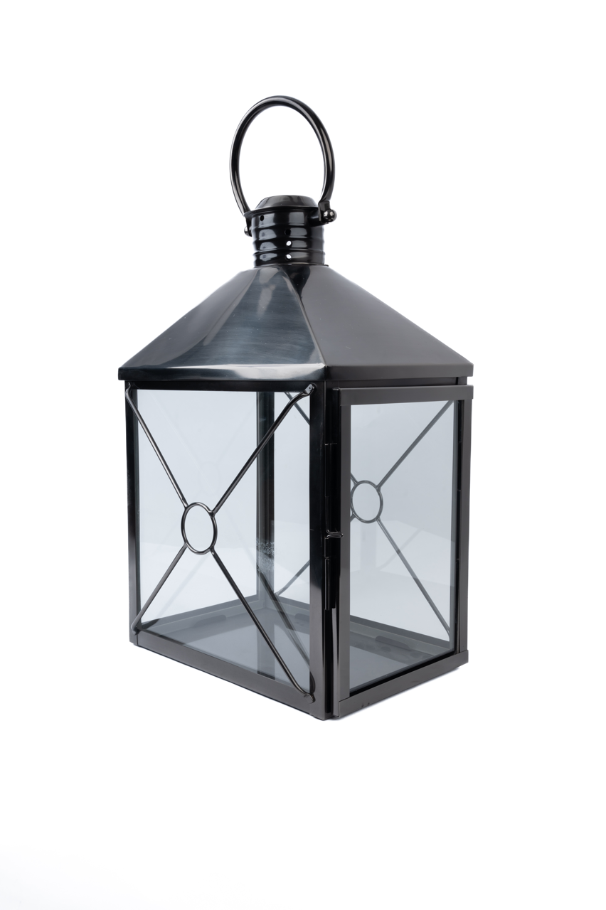 Charcoal Rectangular Lantern Black Nickel