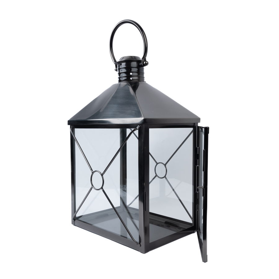 Charcoal Rectangular Lantern Black Nickel