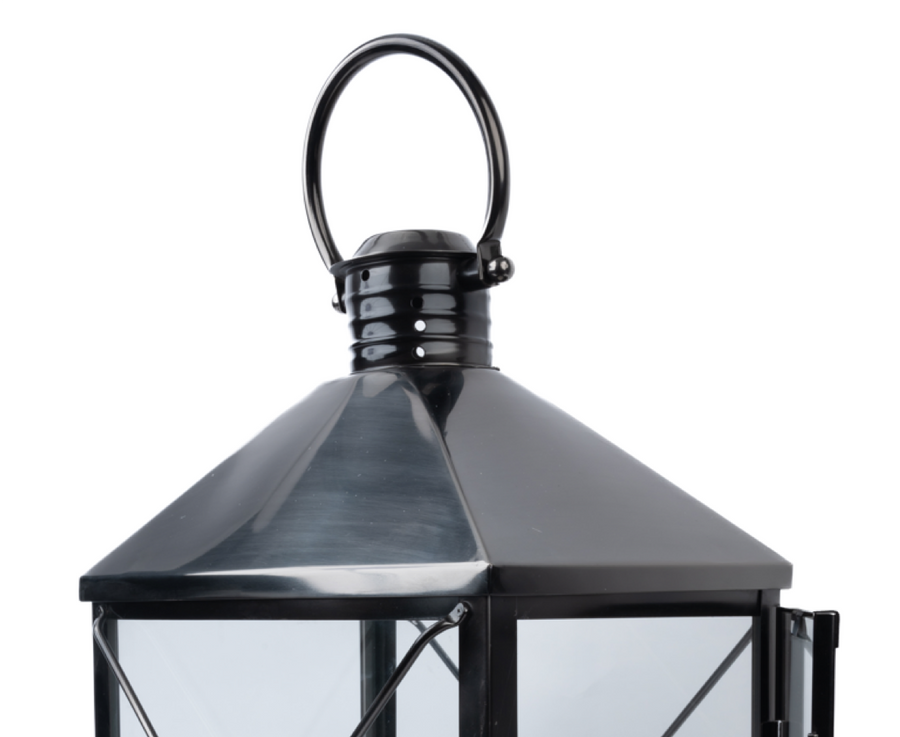 Charcoal Rectangular Lantern Black Nickel