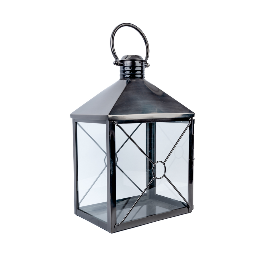 Charcoal Rectangular Lantern Black Nickel