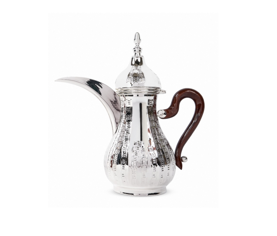 Silver Plated Coffee Pot with Wood Handle & Metal Knob 1.1 Liter