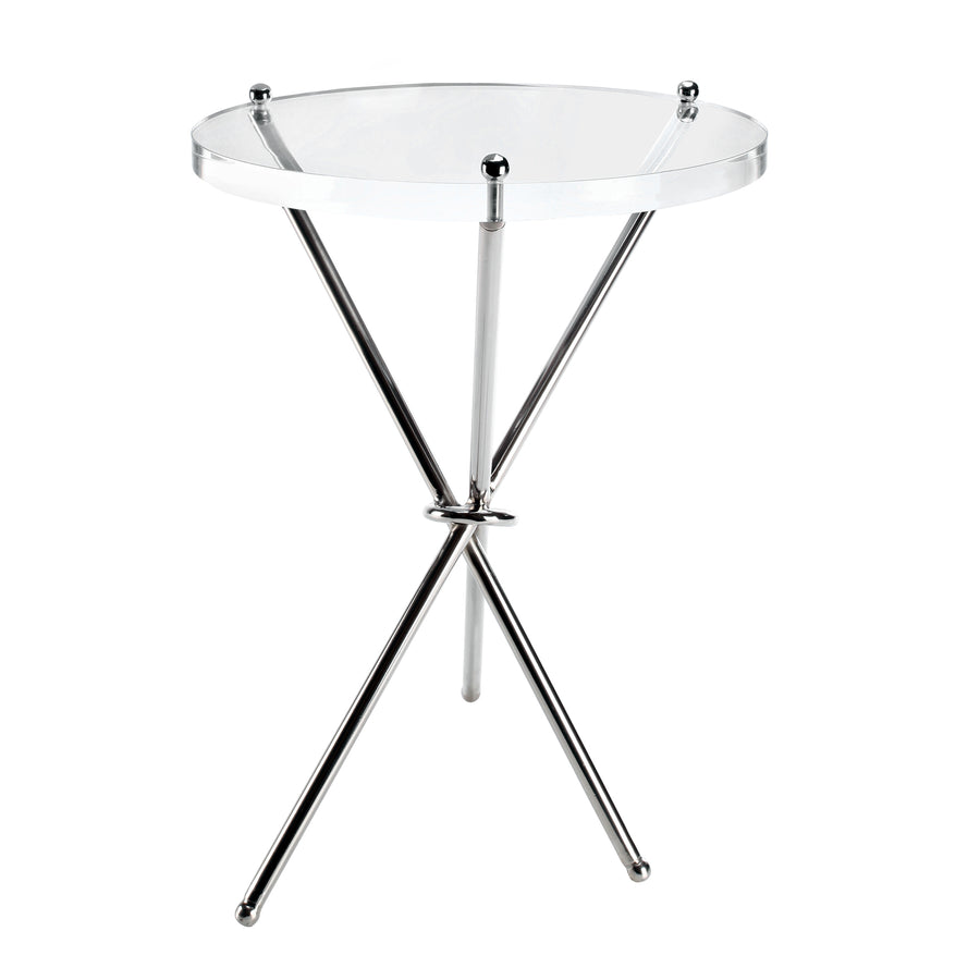 Lucite Side Table Shiny Nickel