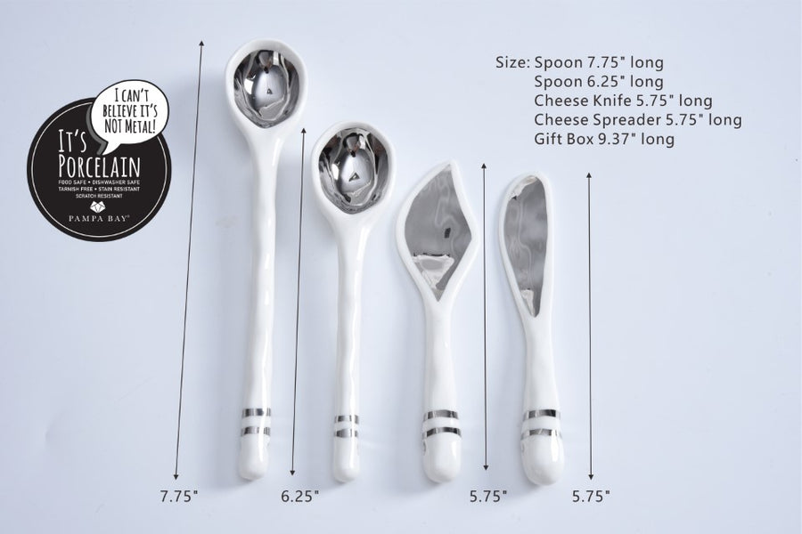 Porcelain Spoons & Cheese Knives