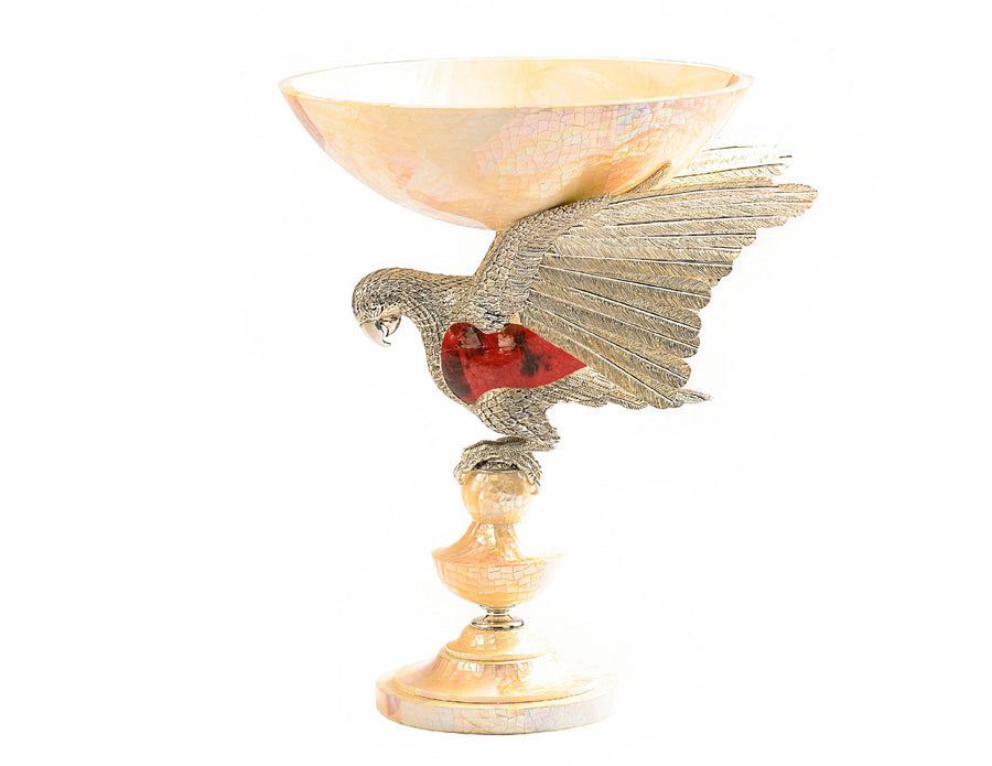 Shell Bowl with Silver-Plated Parrot