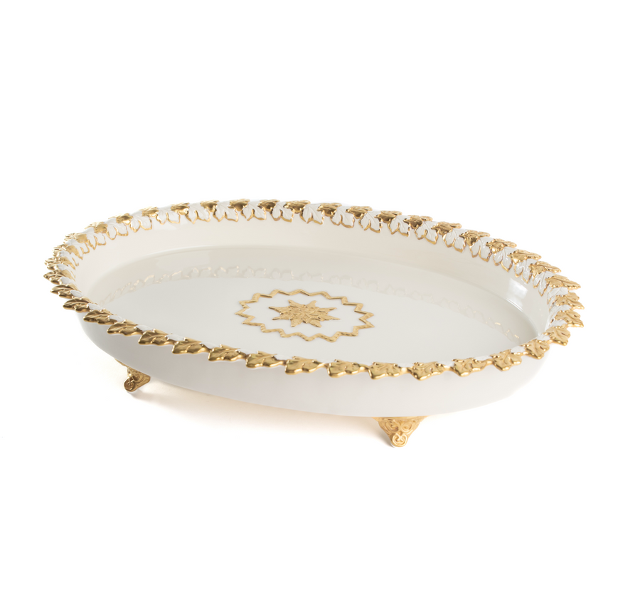 Footed Oval Tray Gold