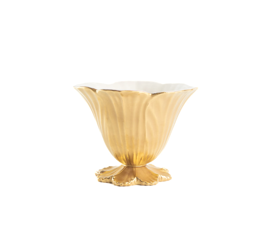 Bell Flower Cup Ice Cream Bowl, Full Matt Gold, Box of 6