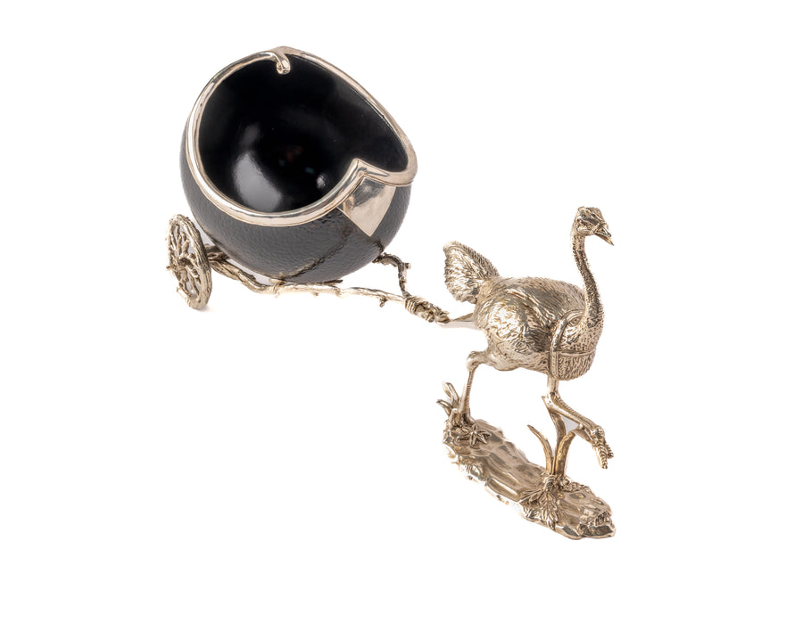 Silver Plated Ostrich with Carriage (Black)