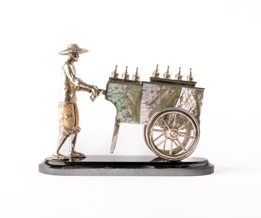 Silver Plated Vendor with Ice Cream Cart