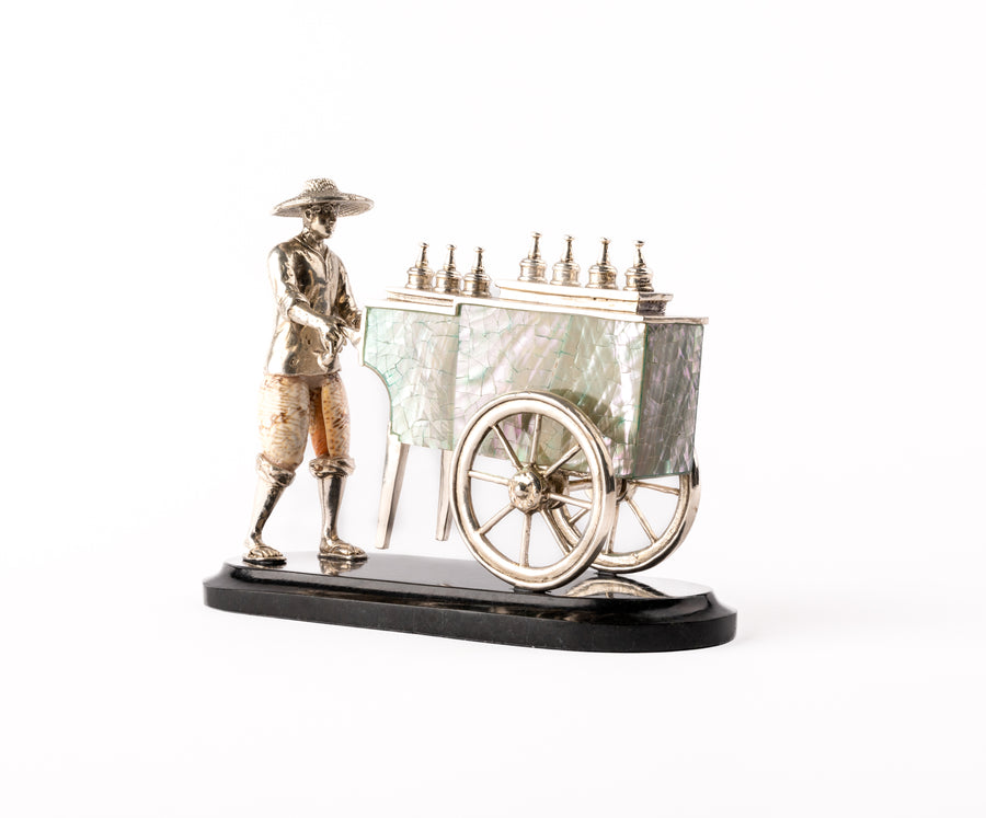 Silver Plated Vendor with Ice Cream Cart