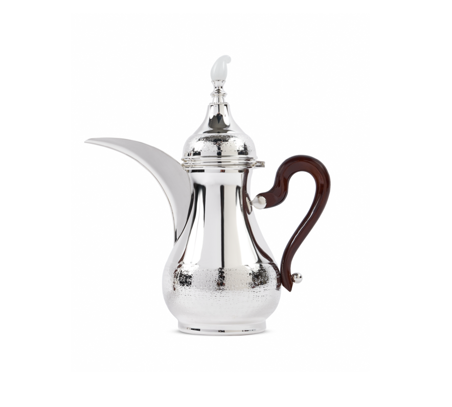 Silver Plated Coffee Pot with Wood Handle & Glass Knob 1.1 Liter