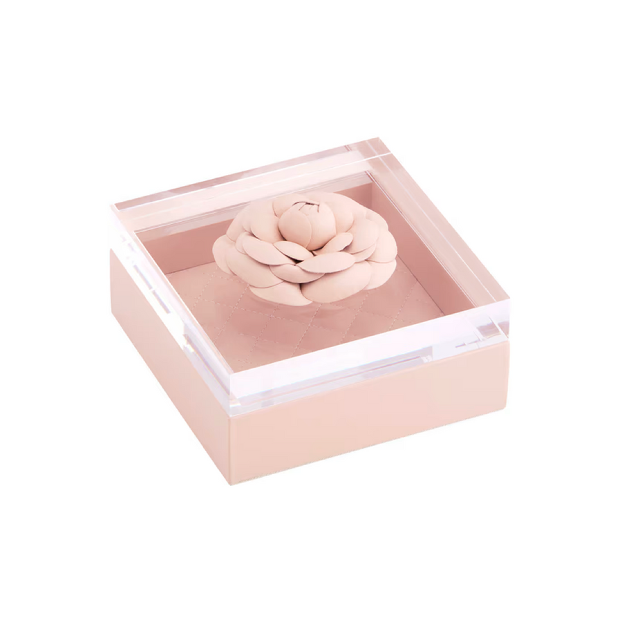 Leather Box with Acrylic Lid Blush Pink