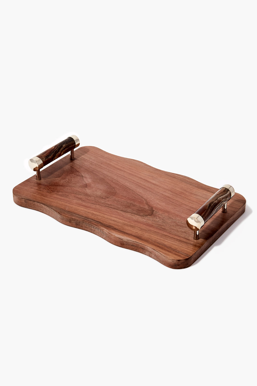 Salta Wood Tray with Bordeaux Onyx Handles