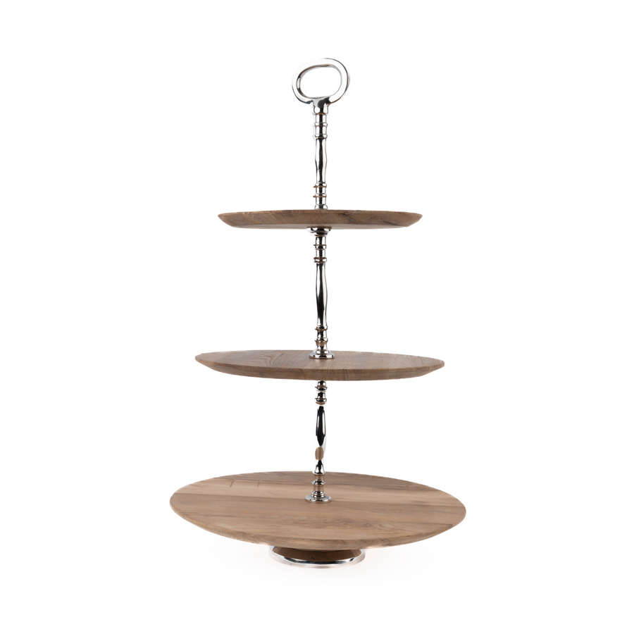 Teak Wood Round Cake Stand