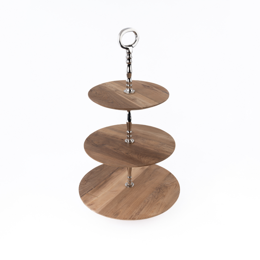 Teak Wood Round Cake Stand