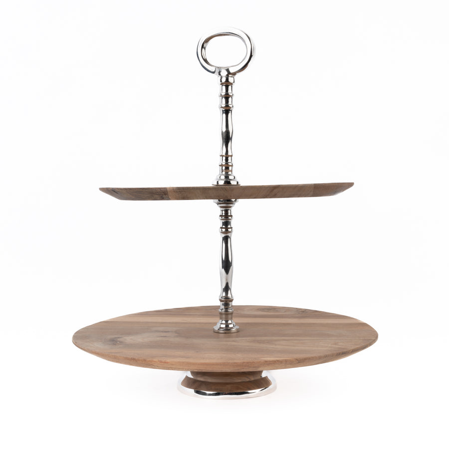 Teak Wood Round Cake Stand