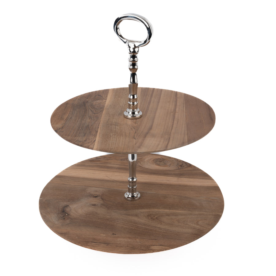 Teak Wood Round Cake Stand