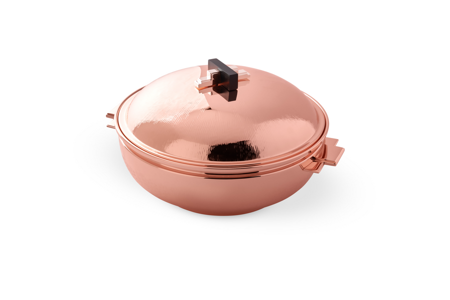 Art Deco Round Thermic Dish - Pink/Copper Plated 24 cm