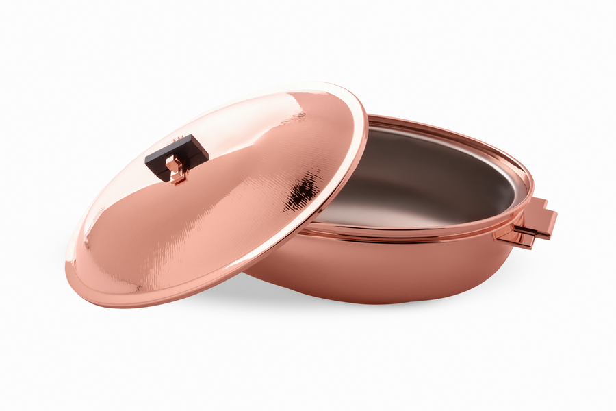 Art Deco Oval Thermic Dish - Pink/Copper Plated