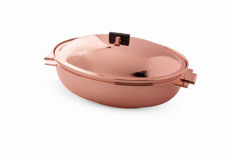 Art Deco Oval Thermic Dish - Pink/Copper Plated